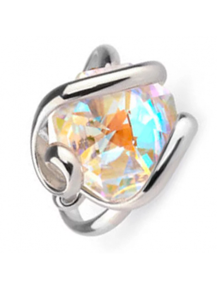 Marazzini - Bague ajustable, métal rhodié, cristal aurore boréale - Réf RHSOCABRDW