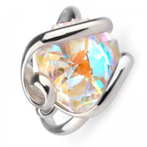 Marazzini - Bague ajustable, métal rhodié, cristal aurore boréale - Réf RHSOCABRDW