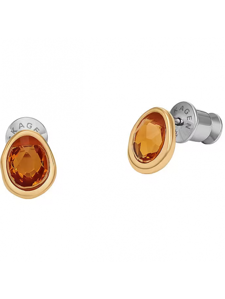 Skagen - Boucles d'oreilles Duo pierres et acier bicolore - Réf SKJ1739710
