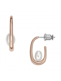 Skagen - Boucles d'oreilles acier doré rose et perle - Réf SKJ1747791