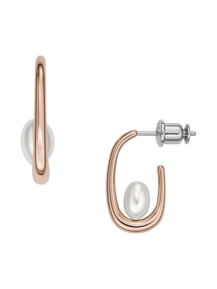Skagen - Boucles d'oreilles acier doré rose et perle - Réf SKJ1747791