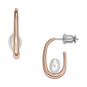 Skagen - Boucles d'oreilles acier doré rose et perle - Réf SKJ1747791