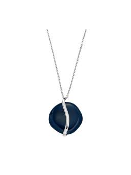 Skagen - Collier acier et carré verre bleu - Réf SKJ1809040
