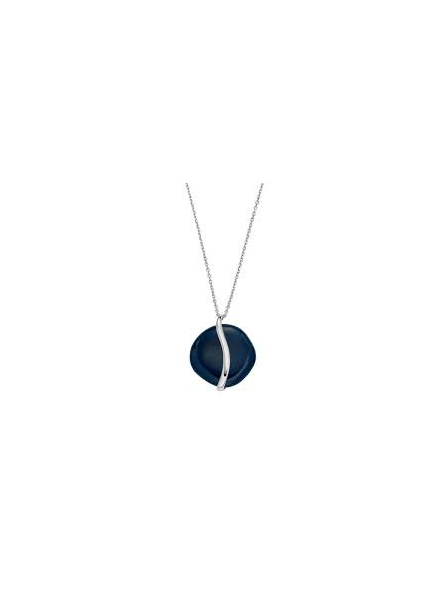 Skagen - Collier acier et carré verre bleu - Réf SKJ1809040