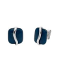 Skagen - Boucles d'oreilles acier et carré verre bleu - Réf SKJ1810040