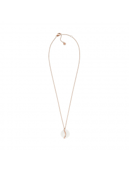 Skagen - Collier verre blanc et acier doré rose - Réf SKJ1813791