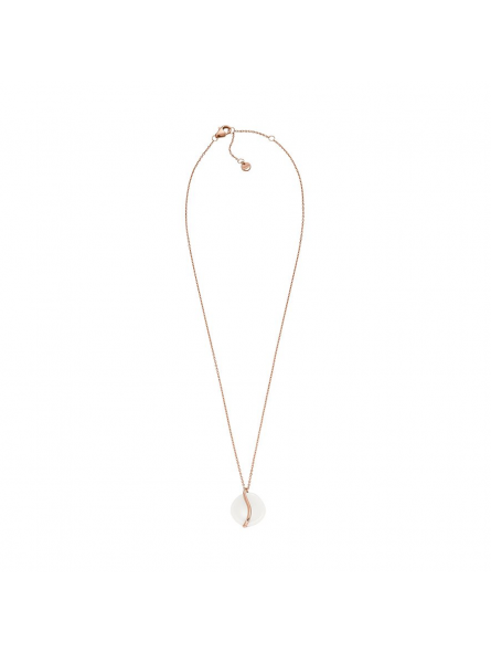 Skagen - Collier verre blanc et acier doré rose - Réf SKJ1813791