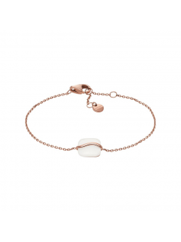 Skagen - Bracelet verre blanc et acier doré rose - Réf SKJ1815791