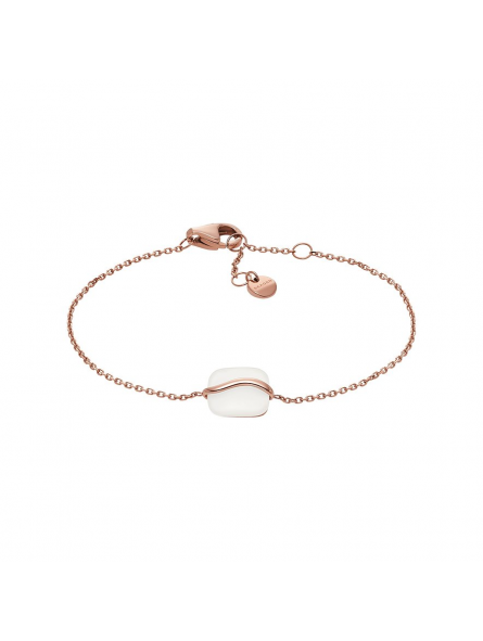 Skagen - Bracelet verre blanc et acier doré rose - Réf SKJ1815791