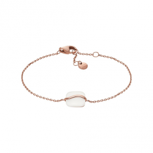 Skagen - Bracelet verre blanc et acier doré rose - Réf SKJ1815791