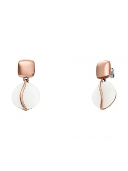 Skagen - Boucles d'oreilles verre blanc et acier doré rose - Réf SKJ1816791