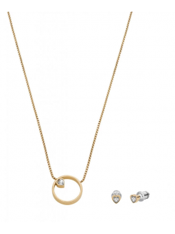 Skagen - Parure collier et boucles d'oreilles, acier doré - Réf SKJB1014SET
