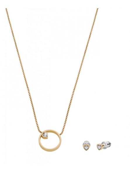 Skagen - Parure collier et boucles d'oreilles, acier doré - Réf SKJB1014SET