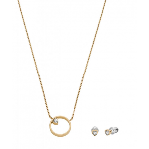 Skagen - Parure collier et boucles d'oreilles, acier doré - Réf SKJB1014SET