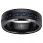 Phebus - Bague en céramique noir et carbone bleu  - Ref 15-0317-64