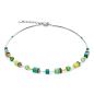 Coeur de Lion - Collier geocube acier gris cristaux verts - Ref 2800/10-0500