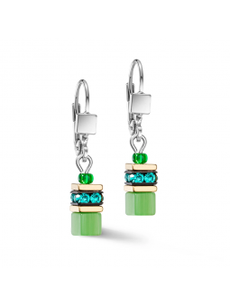 Coeur de Lion - Boucles d'oreilles geocube acier cristaux vert - Ref 2800/20-0500