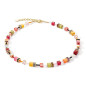 Coeur de Lion - Collier geocube acier jaune cristaux oranges - Ref 2838/10-1585