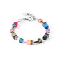Coeur de Lion - Bracelet geocube acier gris cristaux multicolores - Ref 2838/30-1568