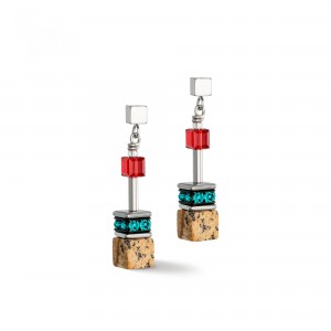 Coeur de Lion - Boucles d'oreilles geocube acier cristaux marron - Ref 3018/21-1511