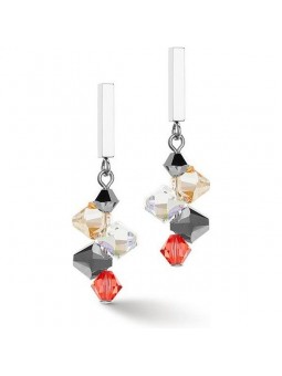 Coeur de Lion - Boucles d'oreilles geocube acier cristaux bleu clair foncé - Ref 4510/21-0522
