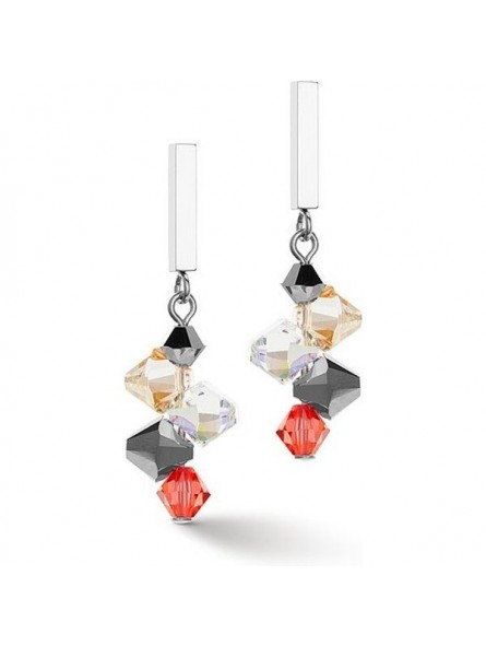 Coeur de Lion - Boucles d'oreilles geocube acier cristaux bleu clair foncé - Ref 4510/21-0522