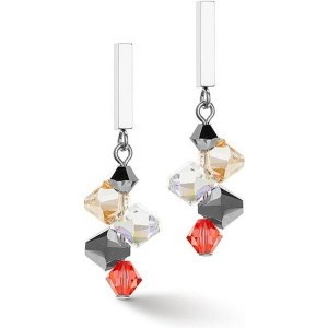 Coeur de Lion - Boucles d'oreilles geocube acier cristaux bleu clair foncé - Ref 4510/21-0522