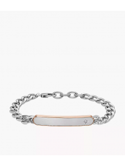 Fossil Bijoux - Bracelet Classic Homme - Acier Argenté - Oxyde de Zirconium Blanc - Ref JF04395998