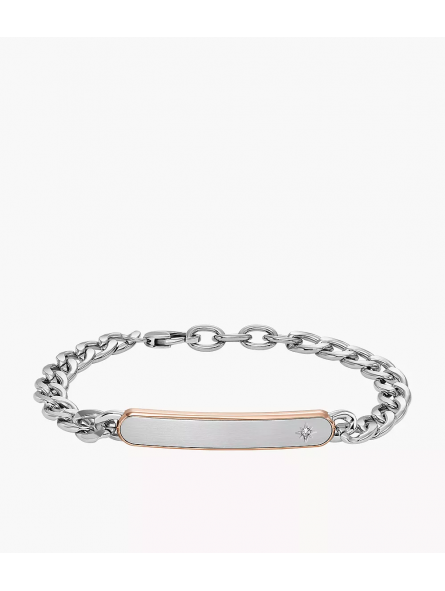 Fossil Bijoux - Bracelet Classic Homme - Acier Argenté - Oxyde de Zirconium Blanc - Ref JF04395998