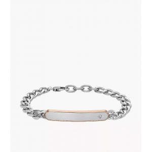 Fossil Bijoux - Bracelet Classic Homme - Acier Argenté - Oxyde de Zirconium Blanc - Ref JF04395998