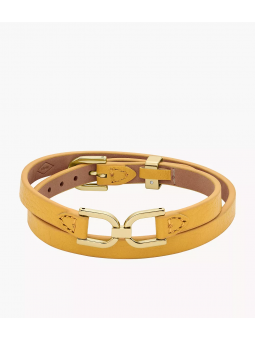 Fossil Bijoux - Bracelet heritage d link bande cuir jaune  - Ref JF04439710