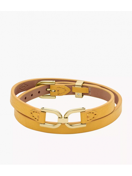 Fossil Bijoux - Bracelet heritage d link bande cuir jaune  - Ref JF04439710