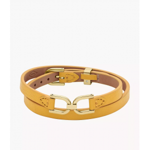 Fossil Bijoux - Bracelet heritage d link bande cuir jaune  - Ref JF04439710