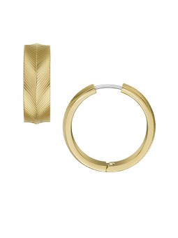 Fossil Bijoux - Créoles harlow linéar acier doré moyen modèle - Ref JF04537710