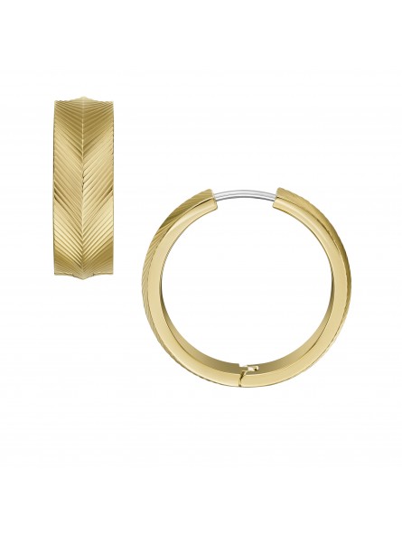 Fossil Bijoux - Créoles harlow linéar acier doré moyen modèle - Ref JF04537710