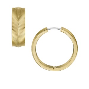 Fossil Bijoux - Créoles harlow linéar acier doré moyen modèle - Ref JF04537710