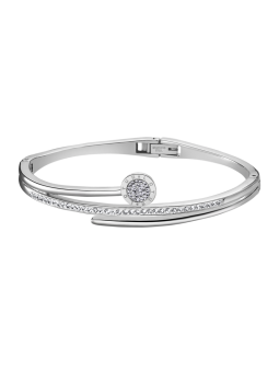 Lotus Bijoux - Bracelet Bliss jonc acier argenté et oxydes de zirconium strass - Ref LS1843-2/4