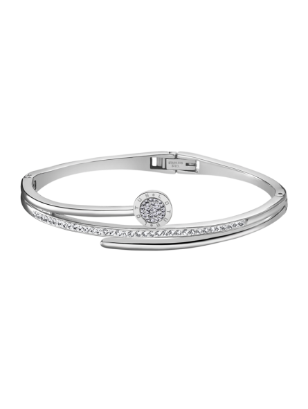Lotus Bijoux - Bracelet Bliss jonc acier argenté et oxydes de zirconium strass - Ref LS1843-2/4
