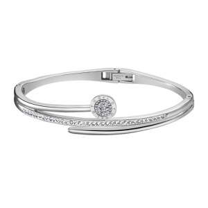 Lotus Bijoux - Bracelet Bliss jonc acier argenté et oxydes de zirconium strass - Ref LS1843-2/4
