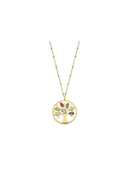 Lotus Bijoux - Collier Style acier doré oxyde de zirconium arbre de vie multicolore - Ref LS2192-1/2