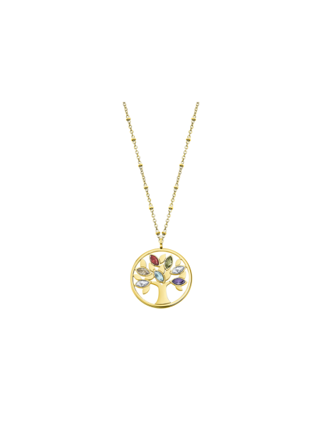 Lotus Bijoux - Collier Style acier doré oxyde de zirconium arbre de vie multicolore - Ref LS2192-1/2