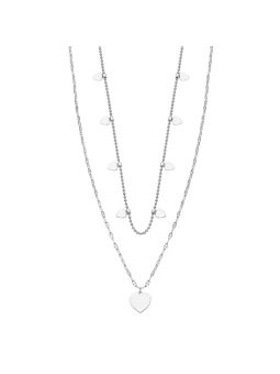 Lotus Bijoux - Collier Style acier argenté double coeur - Ref LS2236-1/1