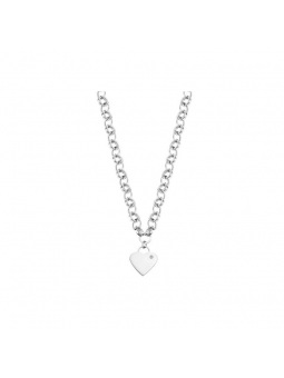 Lotus Bijoux - Collier Style acier argenté chaine épaisse coeur - Ref LS2271-1/1