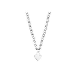 Lotus Bijoux - Collier Style acier argenté chaine épaisse coeur - Ref LS2271-1/1