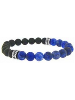 Officina - Bracelet en argent Noir et bleu 21 cm - Ref OI193