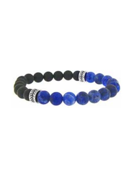 Officina - Bracelet en argent Noir et bleu 21 cm - Ref OI193