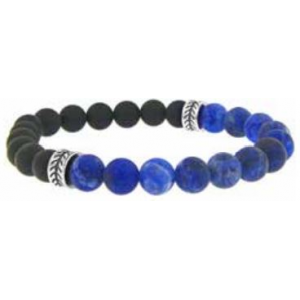 Officina - Bracelet en argent Noir et bleu 21 cm - Ref OI193