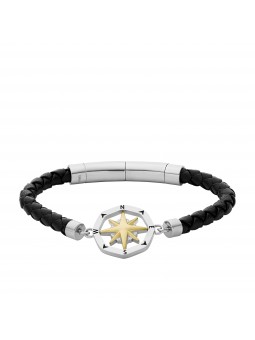 Fossil Bijoux - Bracelet Vintage Casual cuir noir - Ref JF04226998