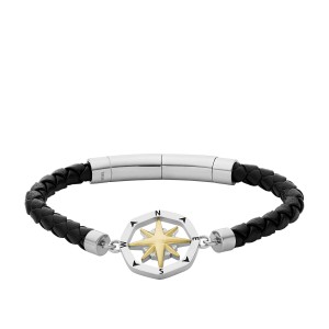 Fossil Bijoux - Bracelet Vintage Casual cuir noir - Ref JF04226998