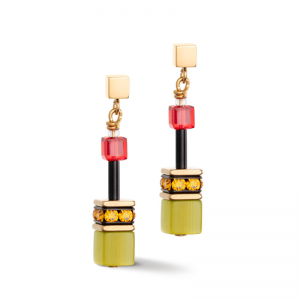 Coeur de Lion - Boucles d'oreilles acier jaune et cristaux multicolores - Ref 2838/21-1585